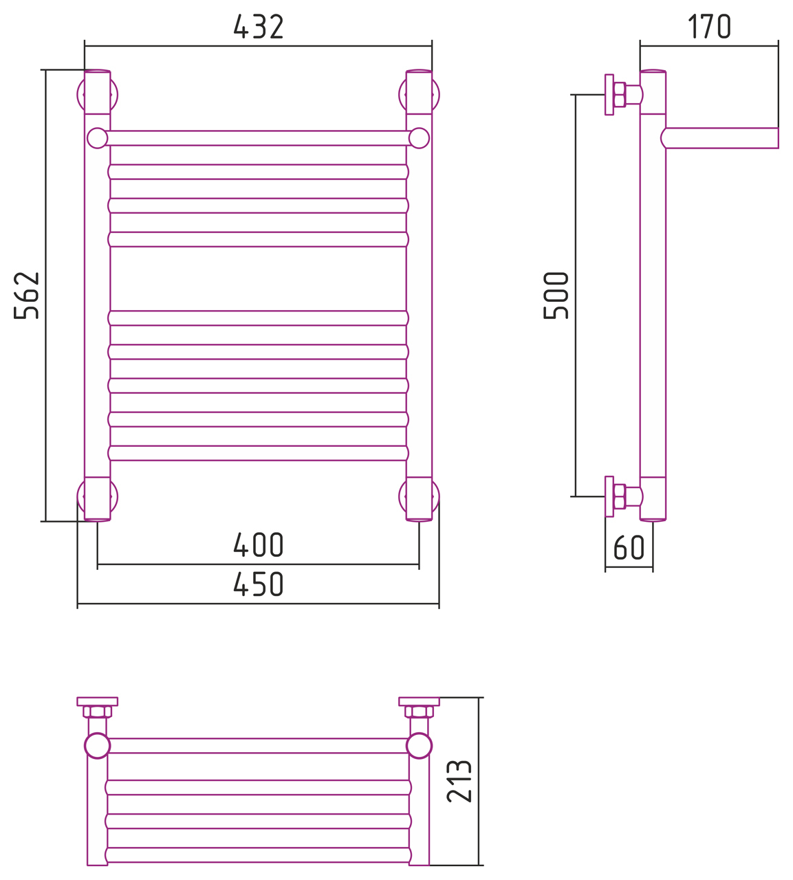 Полотенцесушитель водяной Сунержа Богема с полкой+ 500x400